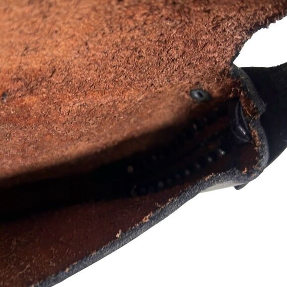 Leather Embossed Floral Western Style Handmade Mexico Crossbody Bag Black Tan - Picture 7 of 10